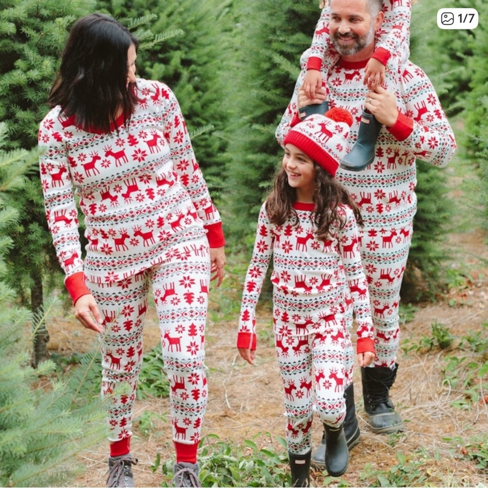 Hanna Andersson Holiday Long John Pajama Set Holiday Dear Deer Size Small